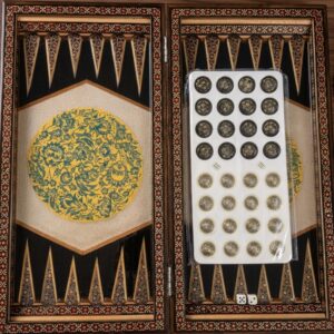 Luxury Handmade Khatam Backgammon Set with Chips & Leather Case – Tazhib Art Edition