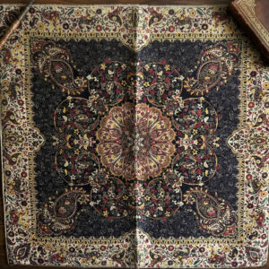 Premium Persian Termeh Tablecloth – Elegant Black Floral & Paisley Design (100 x 100 cm)