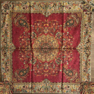 Premium Persian Termeh Tablecloth – Regal Burgundy Floral & Paisley Design (100 x 100 cm)